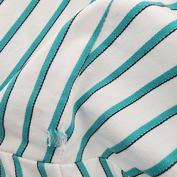 Pendleton White Green Striped Half Sleeve Button Down Size 14 - Picture 8 of 13